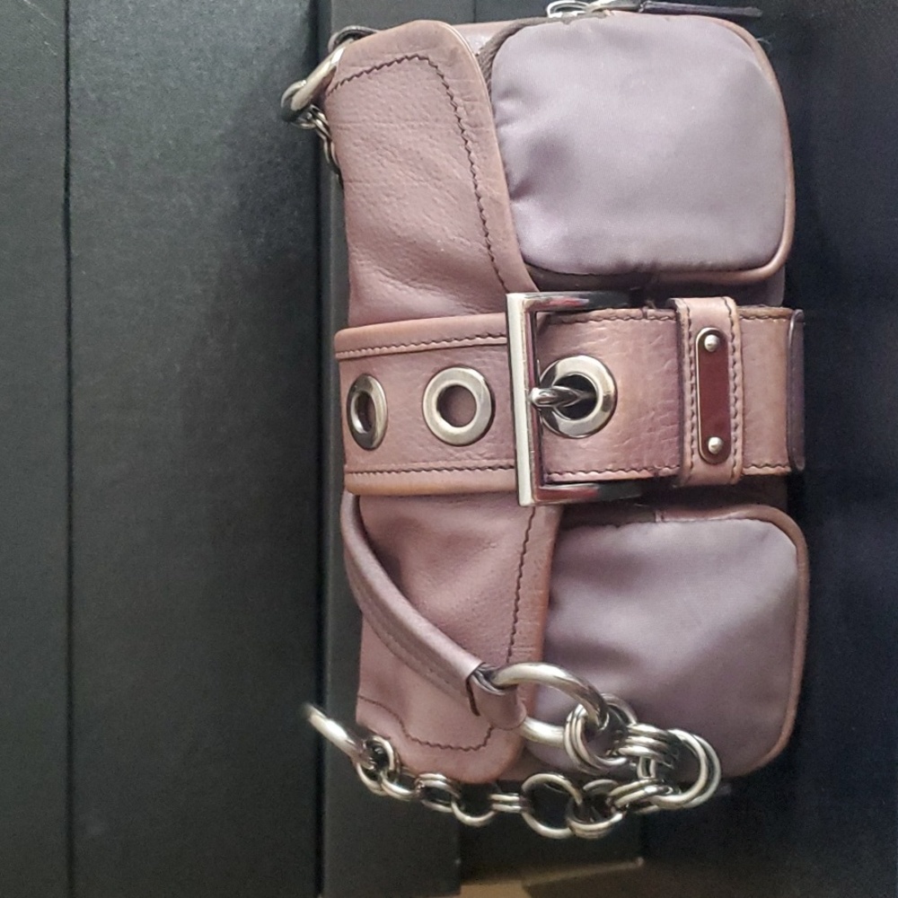 Authentic mini nylon and leather Prada pocket bag in color sandals